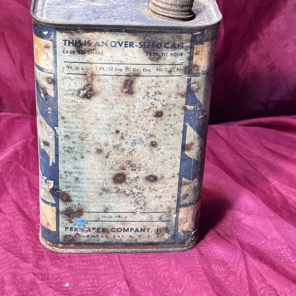 Vintage Metal Permatex Shock Absorber Fluid w/Lid Collectible Gas/Oil Can - Picture 7 of 10